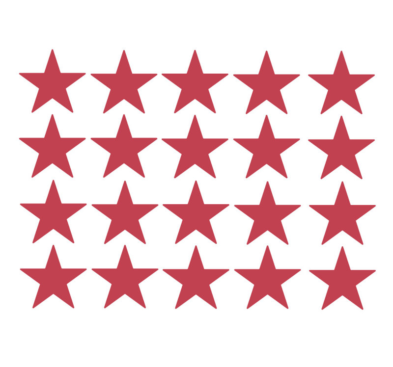 Décalcomanie murale étoiles americana, H 24 po x l 33 po x P 0,01 po, Rouge Dahlia