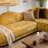 Modern Yellow Curved Sectional Sofa, Polyester Upholstered Modular Couch with Deep Seating, Oversized Lounge Sofa for Living Room, Boho Organic Style Statement Couch-1247451255