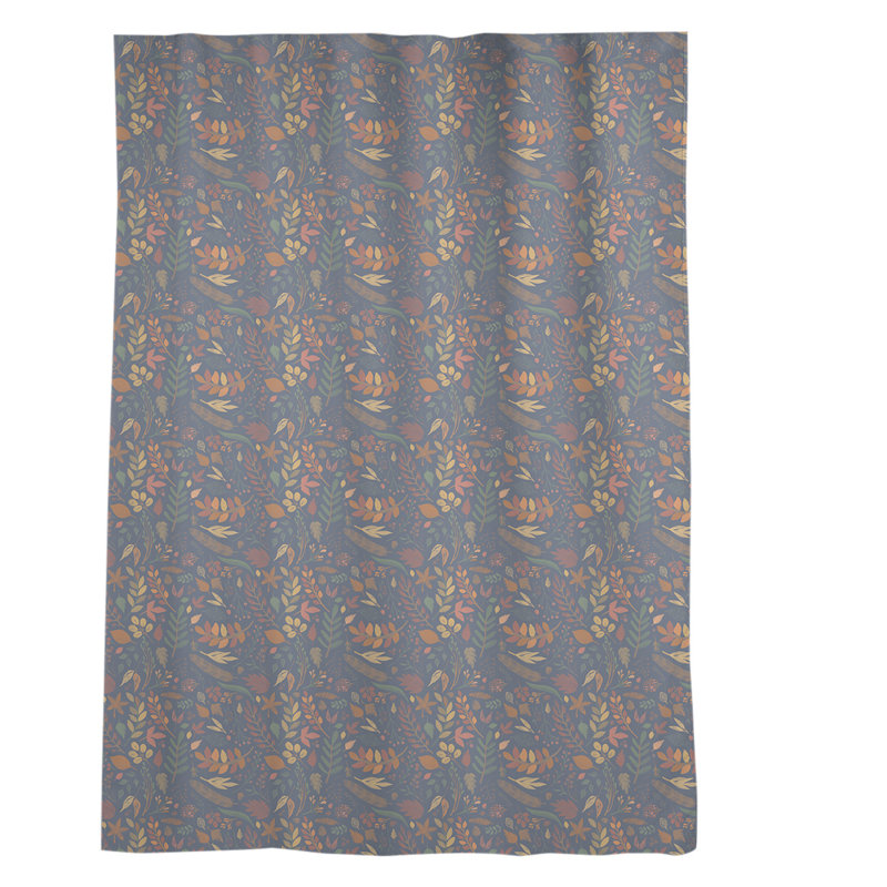 Sheer Curtain Single Panel, Navy Blue/Orange/Yellow
