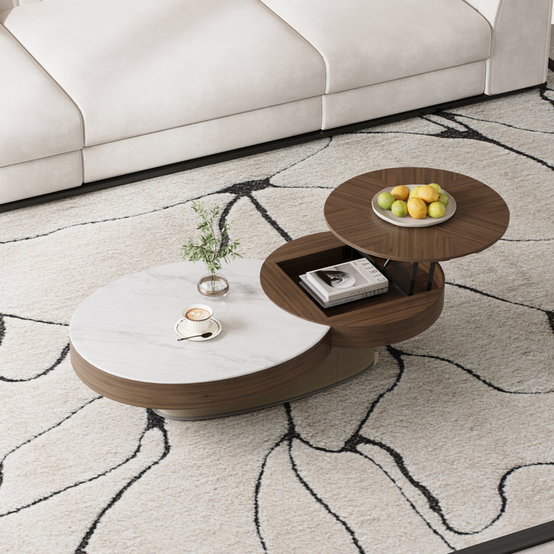 Faux Marble And Solid Wood Coffee Table