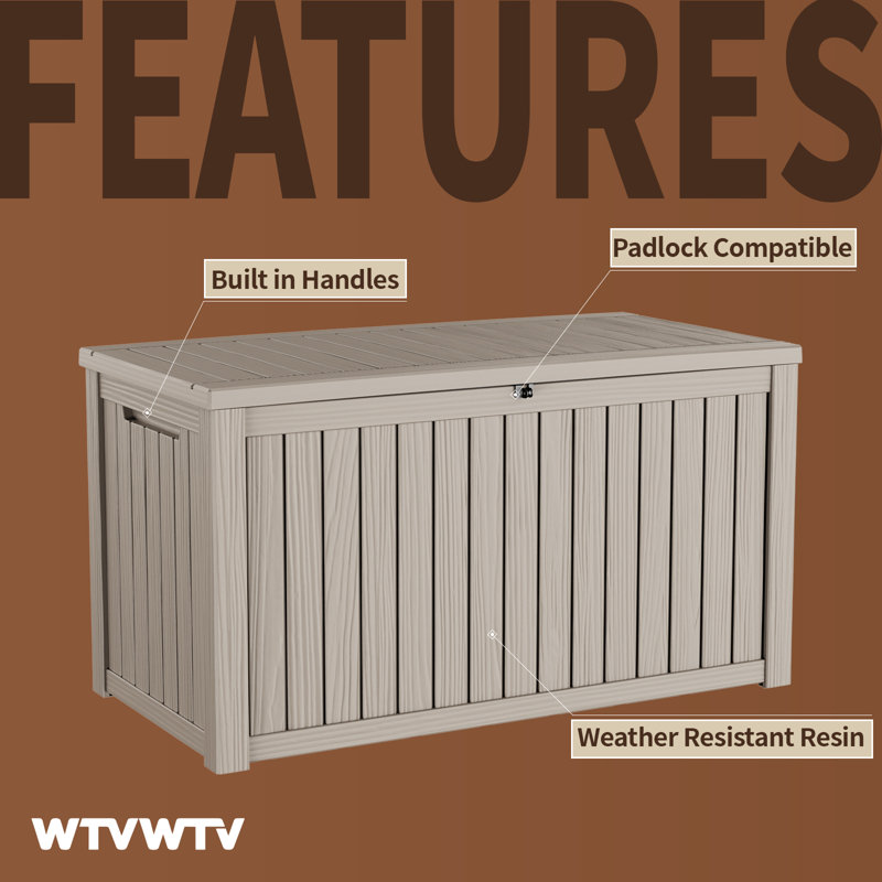 210 Gallons Water Resistant Resin Lockable Deck Box, Outdoor Weather-Resistant Resin Storage Deck Box, Large Lockable Capacity, Versatile Deck Outdoor Storage Bench