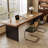 Brown + Black Rectangular Solid Wood desk-2093675336