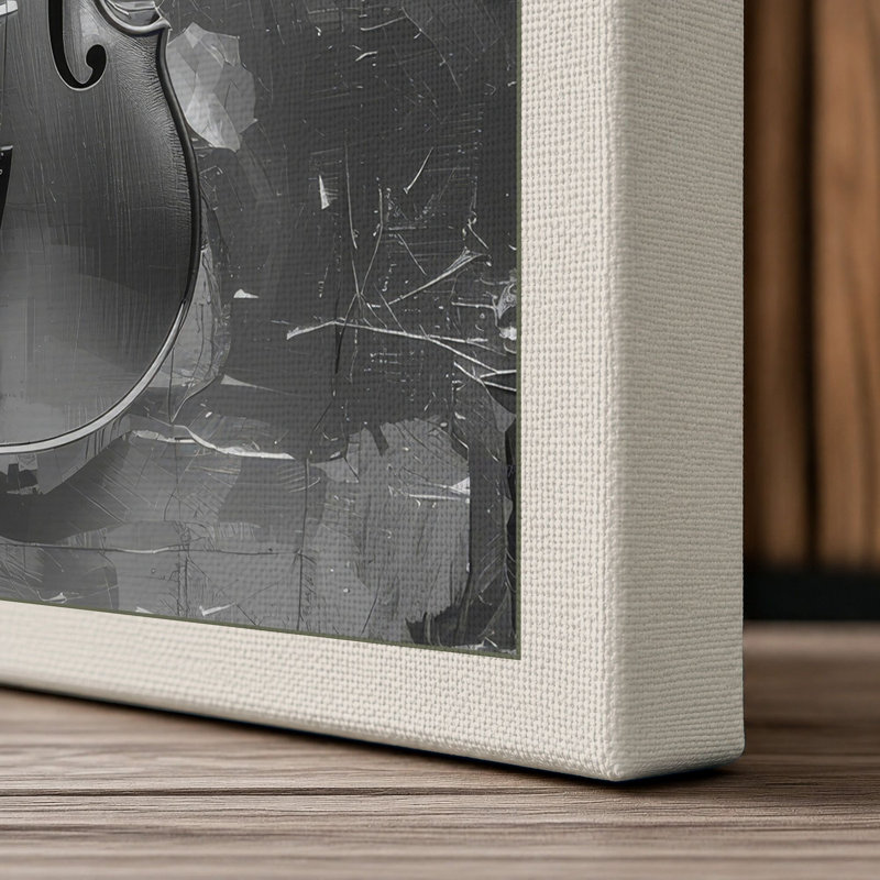 Violin on Stone Industrial - Wrapped Canvas, 18x12 - 45.7 x 30.5 cm, Cream Border