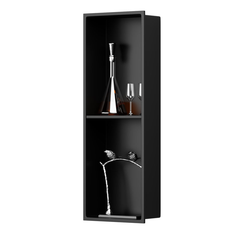 8 In. W X 24 In. H X 4 In. D Bathroom Shower Niche Standard Niche Over Mount Installation, Matte Black