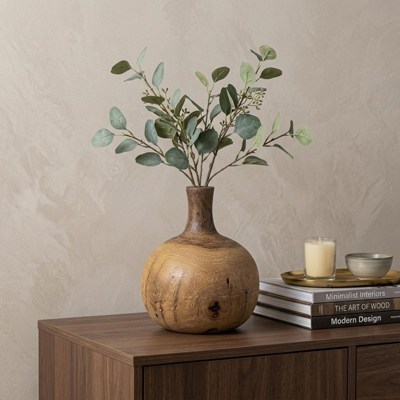 Pièce de décor en forme de vase 11 "en bois, H 7 po x l 6 po x P 6 po