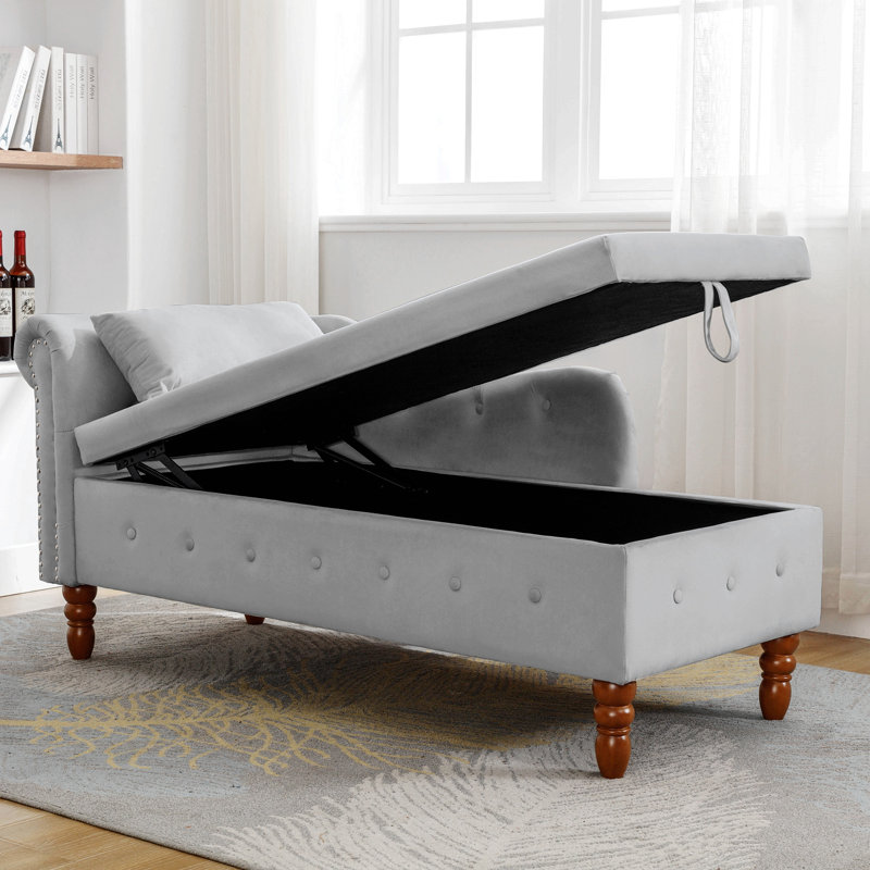 Kassidee Modern Upholstered Rolled Arm Chase Lounge for Sleeping, Gray