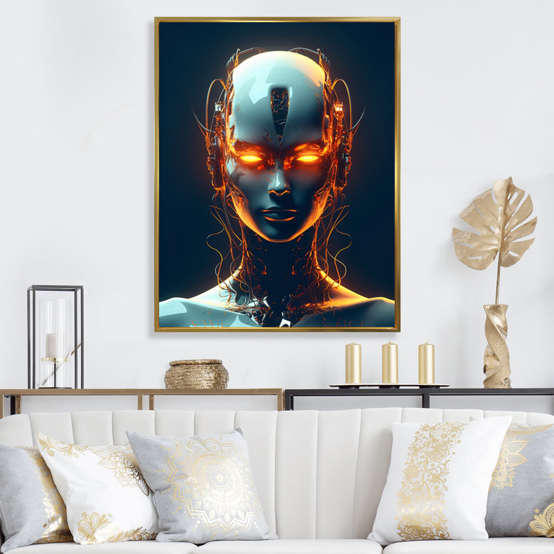 Robotique de l'intelligence III, Cadre flottant doré, H 40 po x l 30 po x P 1,5 po