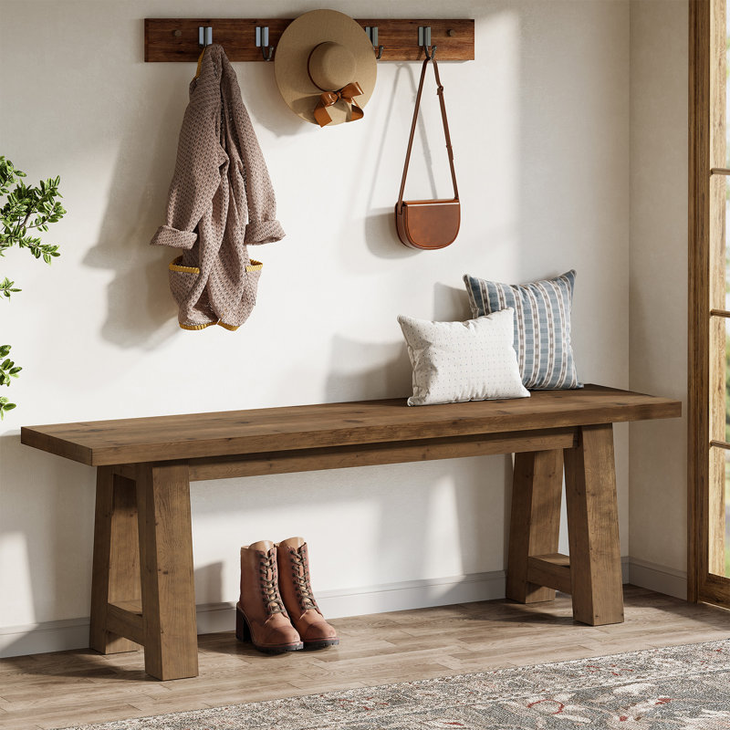 Banc en bois massif 55 ", Marron foncé
