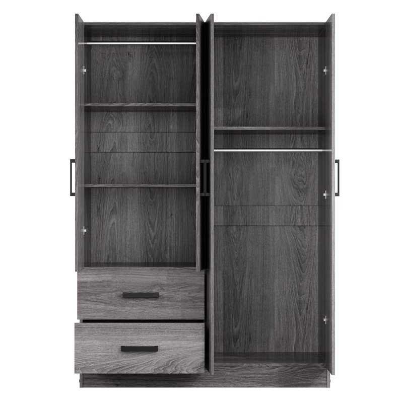 Armoire-penderie avec rangement à 2 tiroirs et tablettes Apollonios Solum , Gris