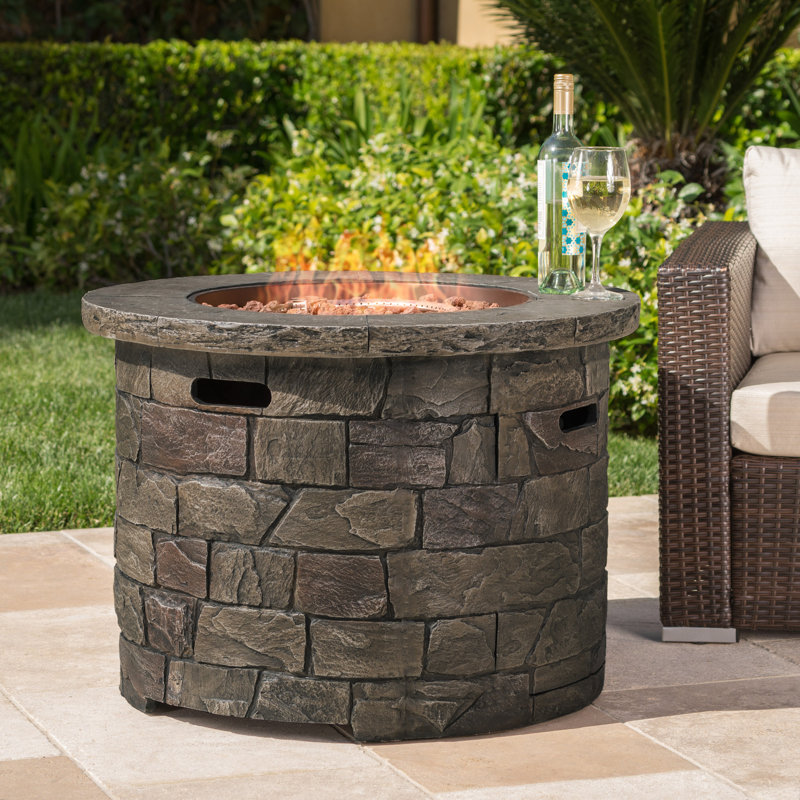 Leopold Stone Propane Smokeless Fire Pit Table with Hidden Fuel Tank