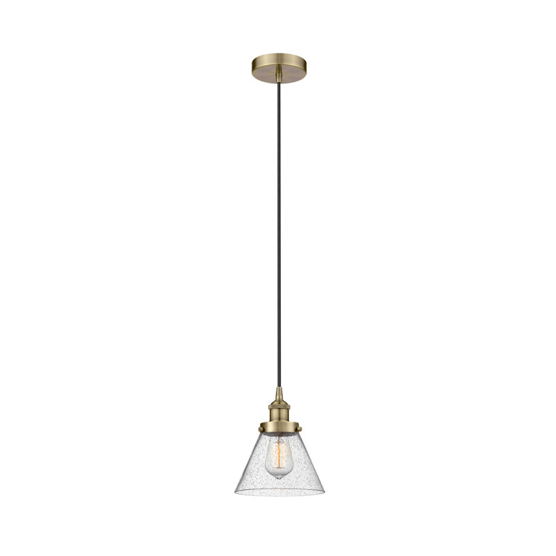 Luminaire suspendu conique à 1 lumière Buckholts, Laiton, H 9,75 po x l 7,75 po x P 7,75 po