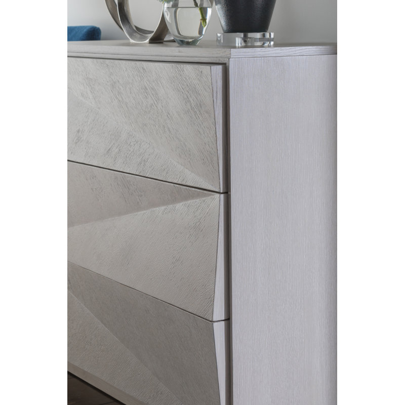 Gray Quartered Oak 42" Modern 3-Drawer Dresser