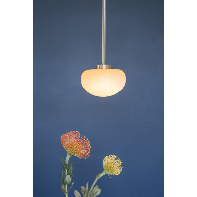 1 - Light LED Pendant, Apricot, 48in Suspension Rod, Pewter