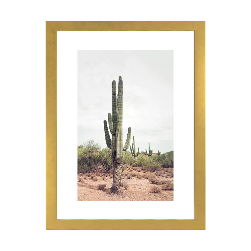 «Desert Cactus» par Sissi et Seb - impression d'art graphique, Papier encadré noir, Blanc, H 32 po x l 24 po x P 1 po