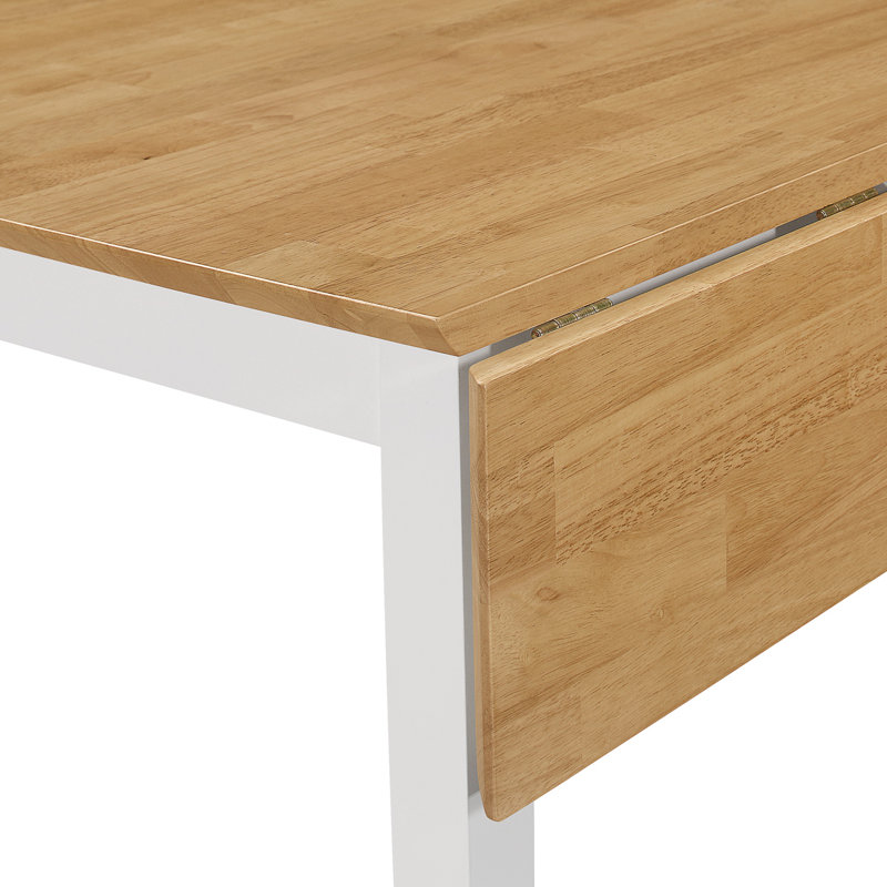Ahwahnee 2 - Person Drop Leaf Rubberwood Solid Wood Dining Set, White, White