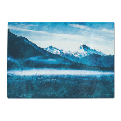 Tempered Glass Snow Covered Mountains Abstract Chopping Board