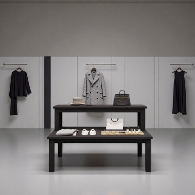 Les présentoirs du magasin de mode