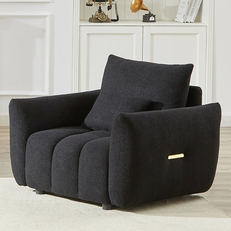 Black Lounge Chair - 34.5'' High, Filled, Arm And Neck Support, Ideal For Any Room Modern Single In 31'' Wide, High Grade Fleece, Relaxing, Easy Setup