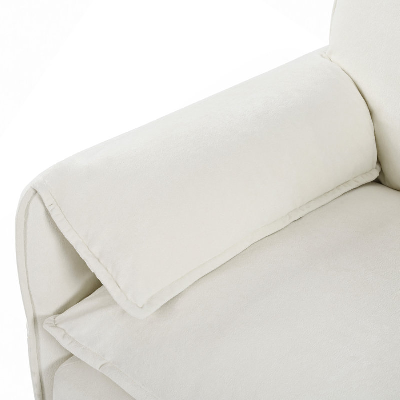 Canapé modulaire rembourré à assise profonde modulaire, Blanc, 33.45" H x 75.59" W x 57.48" D