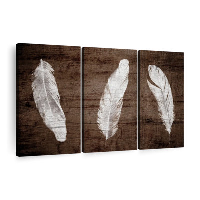 «Woodgrain White Feathers» sur toile