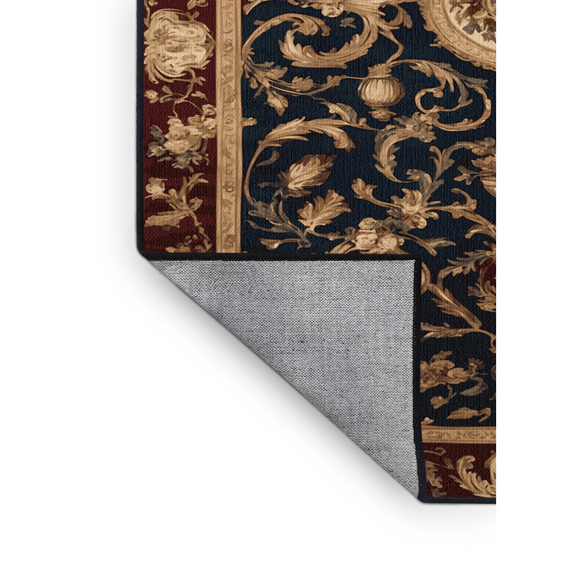 Tapis noir français lavable à la machine, Rond 3 pi