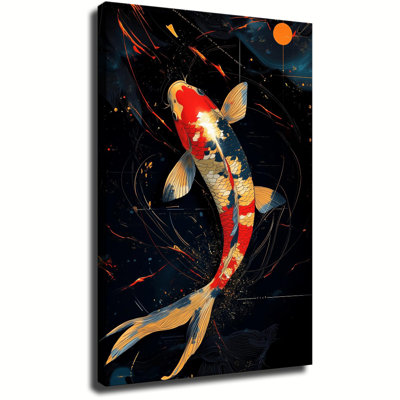Wooden Framed Canvas Painting Artistic printing Colorful Fish Unique and creative wall decor