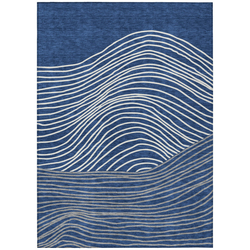 Machine Washable Indoor/Outdoor Bourkelands ACN2350 Stripes Rug, Rectangle 5' x 7'6"