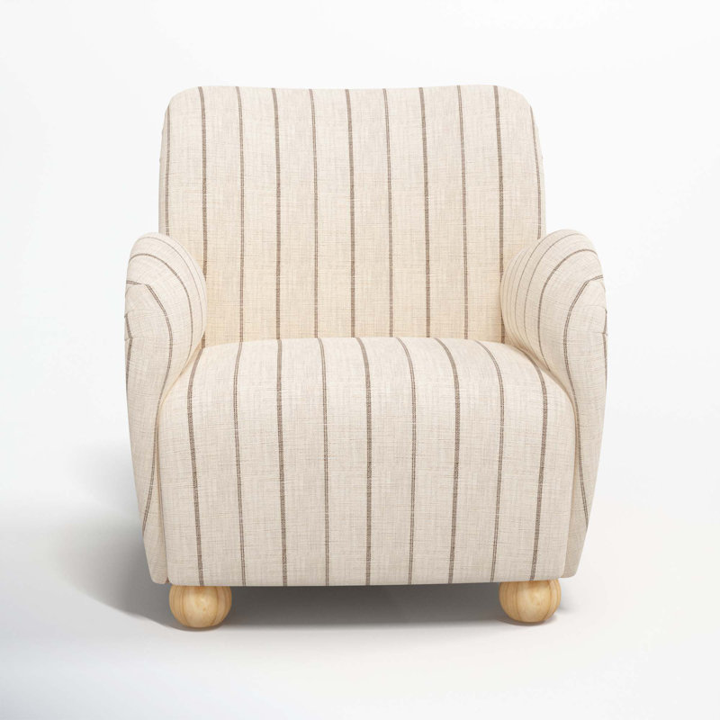 Cowen Polyester Armchair, Fritz Charcoal Stripe