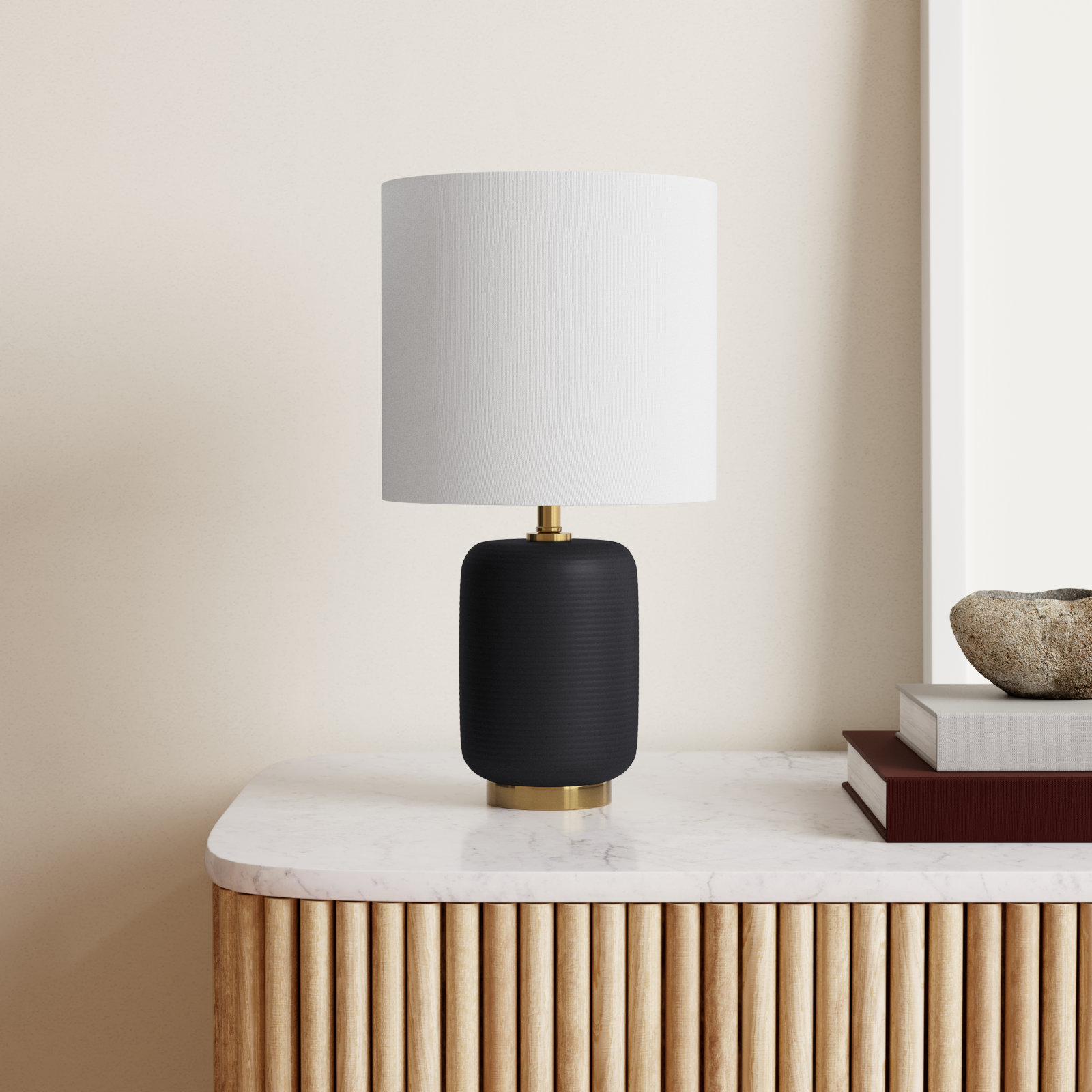 Gracie Table Lamp, Matte Black/Brushed Brass