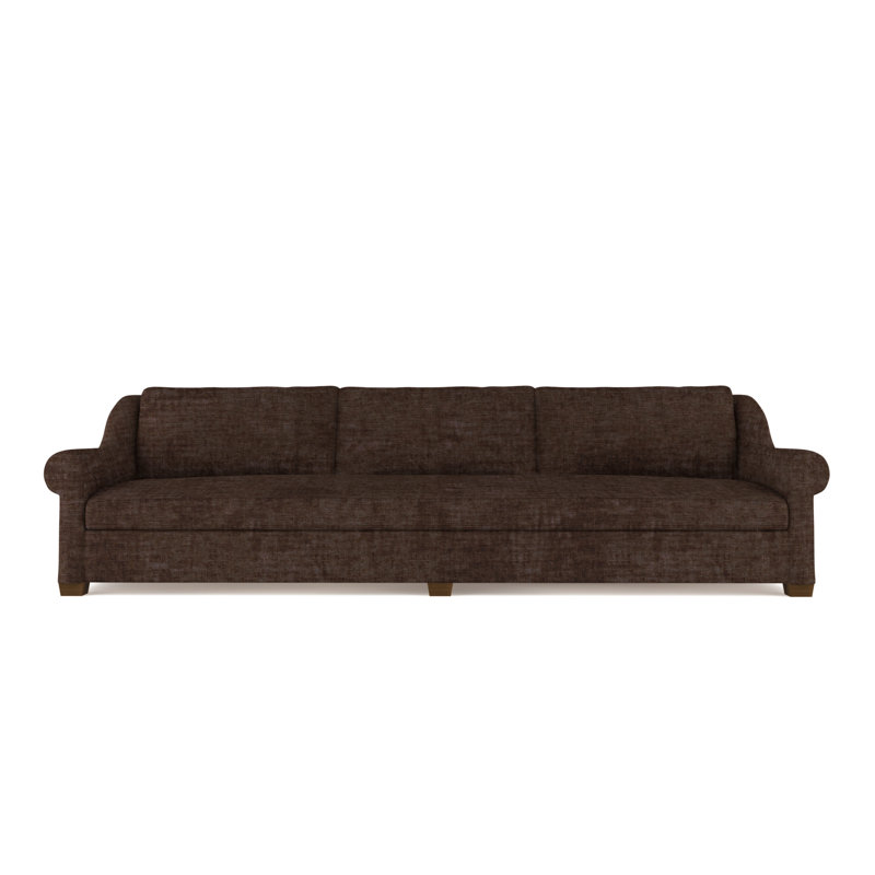 Thompson Rolled Slope-Arm Sofa, 32" H x 120" W x 46" D, Crushed Velvet Chocolate, Dark Brown