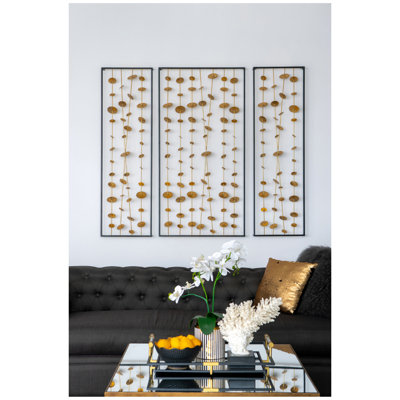 Set Of 3 Metal Decorative Wall Art With Black Frame, Wall Decor For Living Room Bedrrom Entryway Office