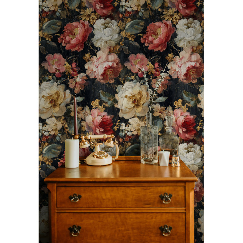Rouleau de papier peint floral amovible