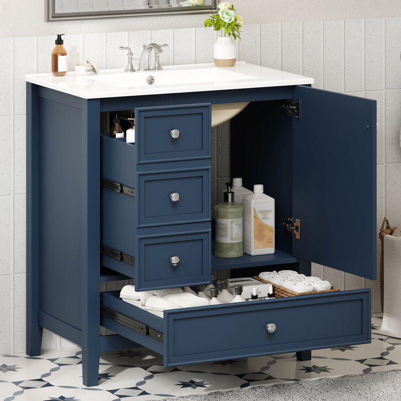 Meuble-lavabo 36 po avec lavabo, Bleu