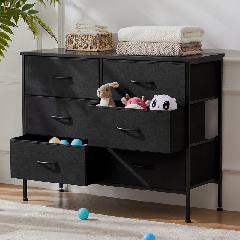 Metal 6 - Drawer Dresser, Black