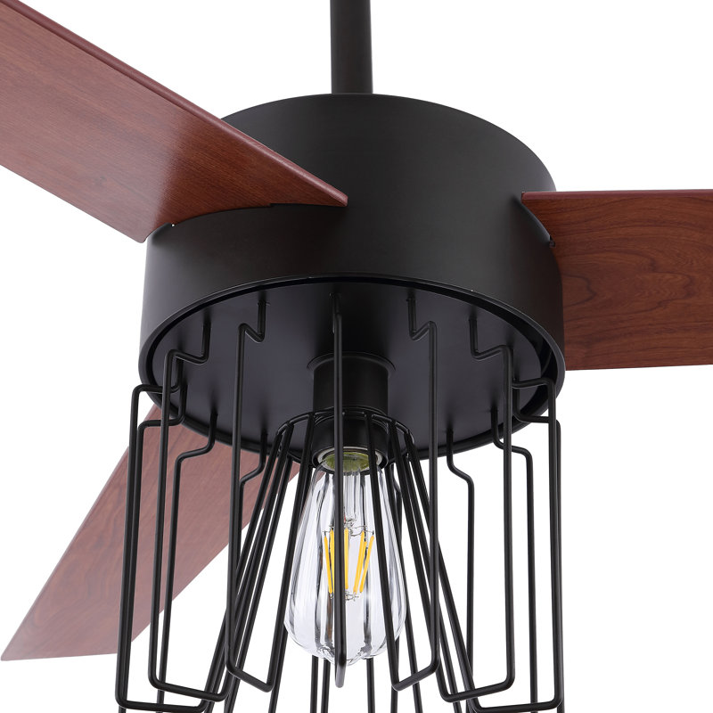 Ventilateur de plafond 3 pales 52 "avec ensemble d'éclairage et télécommande, Noir