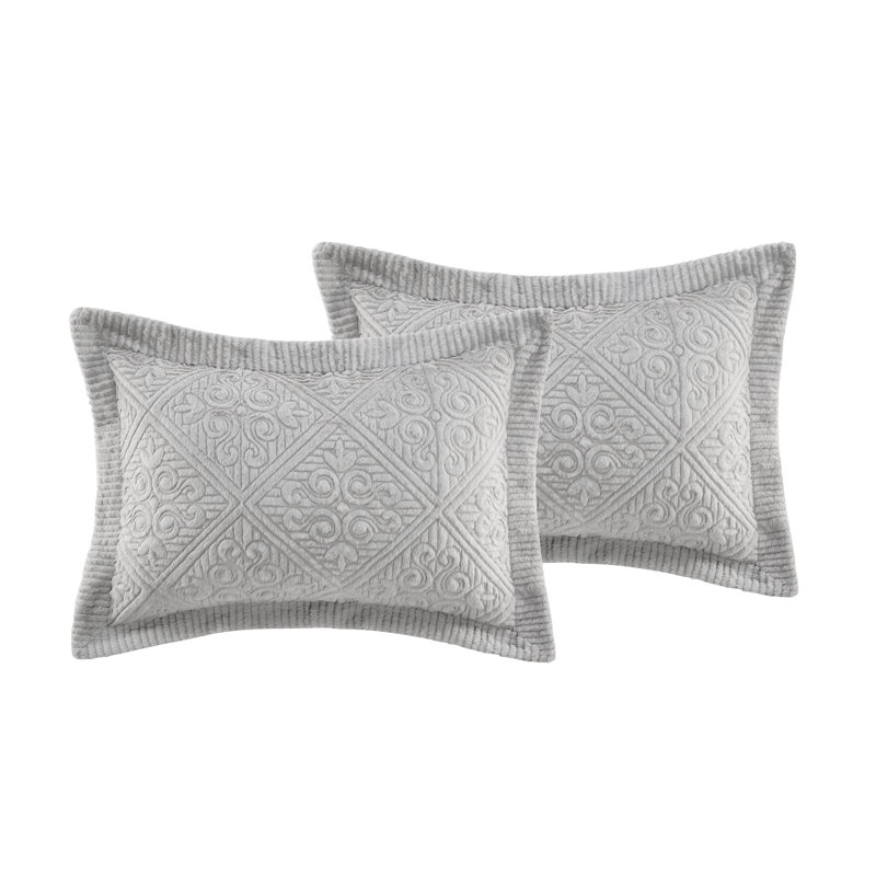 Ensemble de couvre-lit matelassé moelleux Westland, Couvre-lit de très grande taille et 2 taies déco, Gris