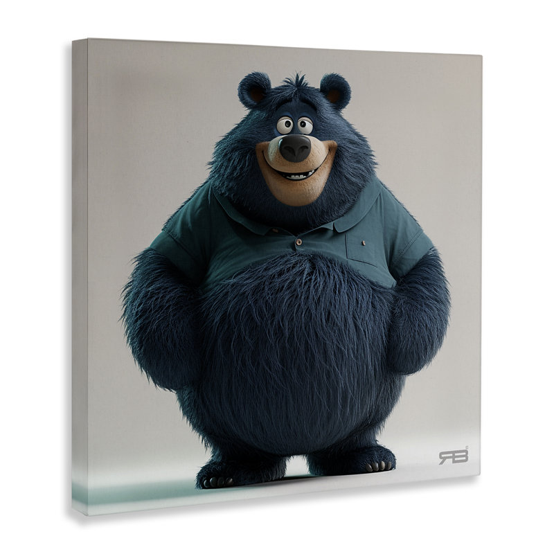 Trinx Black Bear with Shirt Canvas Wall Art by RB | Wayfair