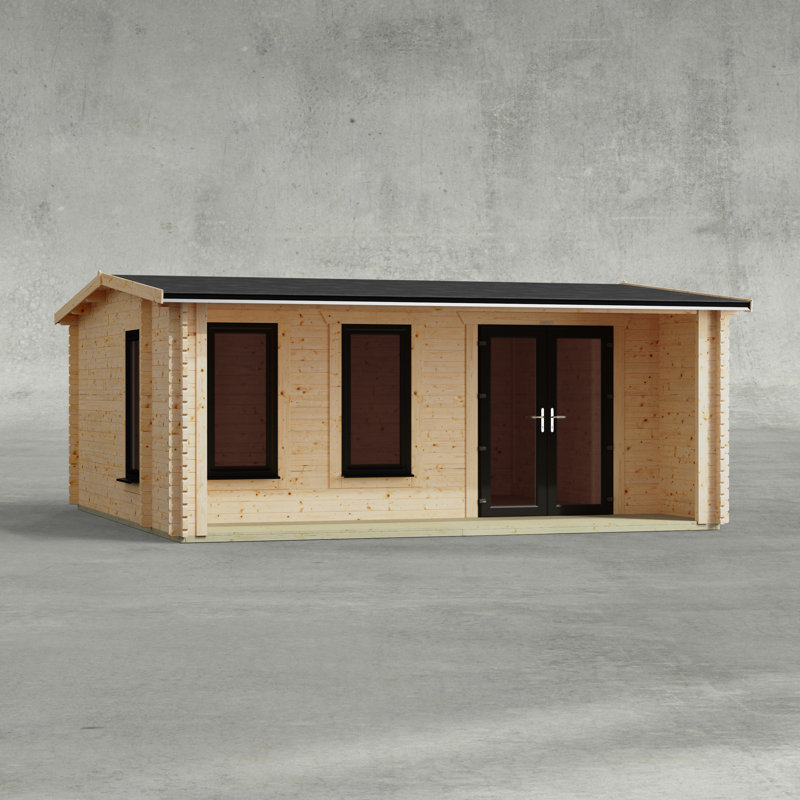 Powersheds 20 x 16ft Apex Snug Log Cabin, Doors the the Left - 44mm