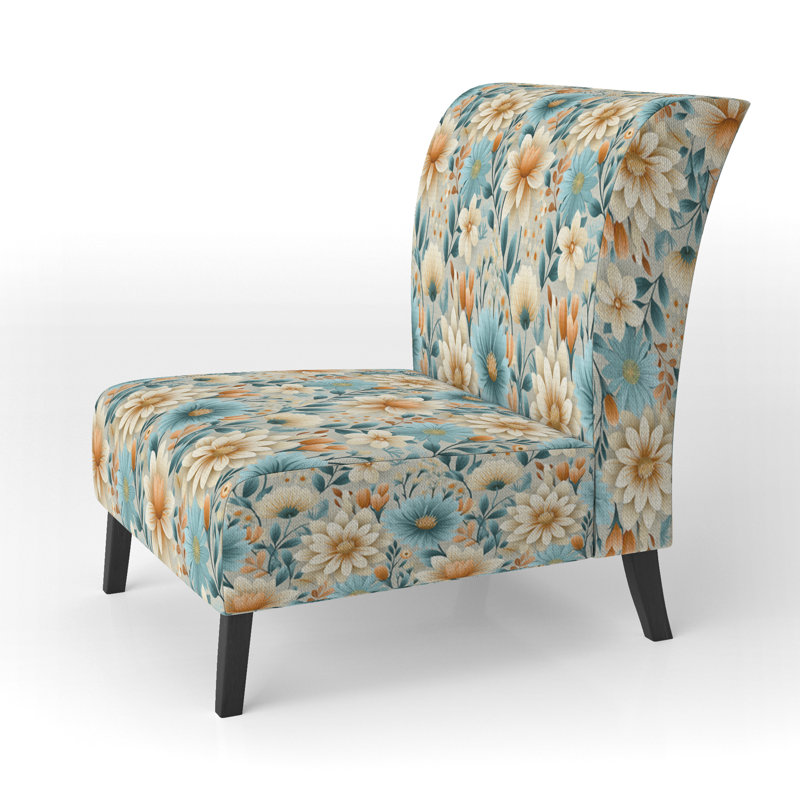 Fauteuil de chambre bleu Timeless Garden Flourish - fauteuil rembourré scandinave bleu, Jardin floral intemporel bleu I