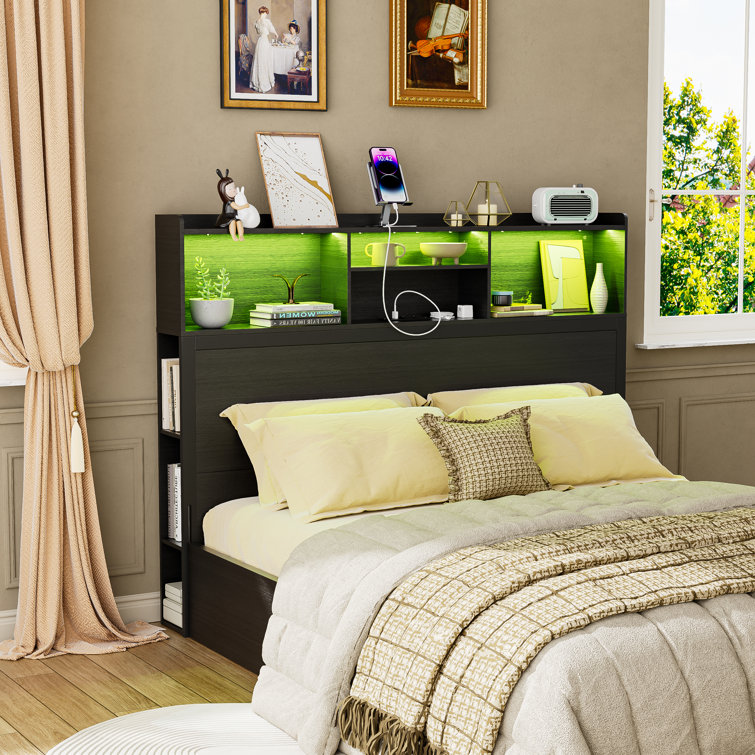 https://assets.wfcdn.com/im/24333780/resize-h755-w755%5Ecompr-r85/2741/274156875/Queen+Storage+Headboard%2C+62%22+Bookcase+Headboard+With+Charging+Station+%26+Led+Lights.jpg
