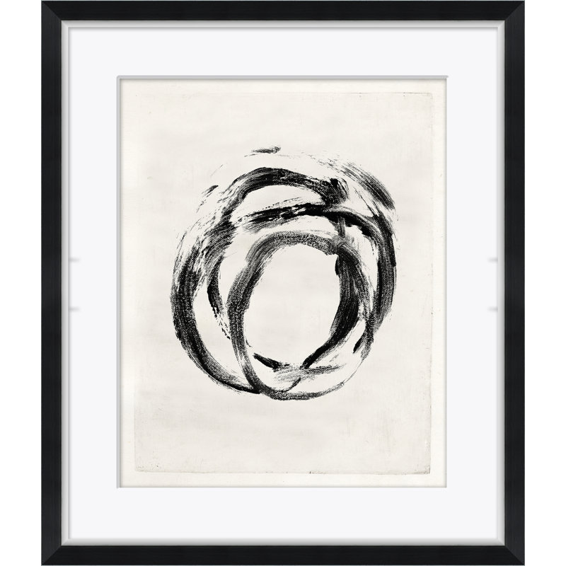 «Black & White Swirl» - Peinture encadrée sur papier