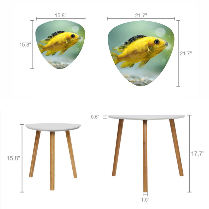 Ensemble de 2 tables basses gigognes triangulaires jaunes Labidochromis caeruleus