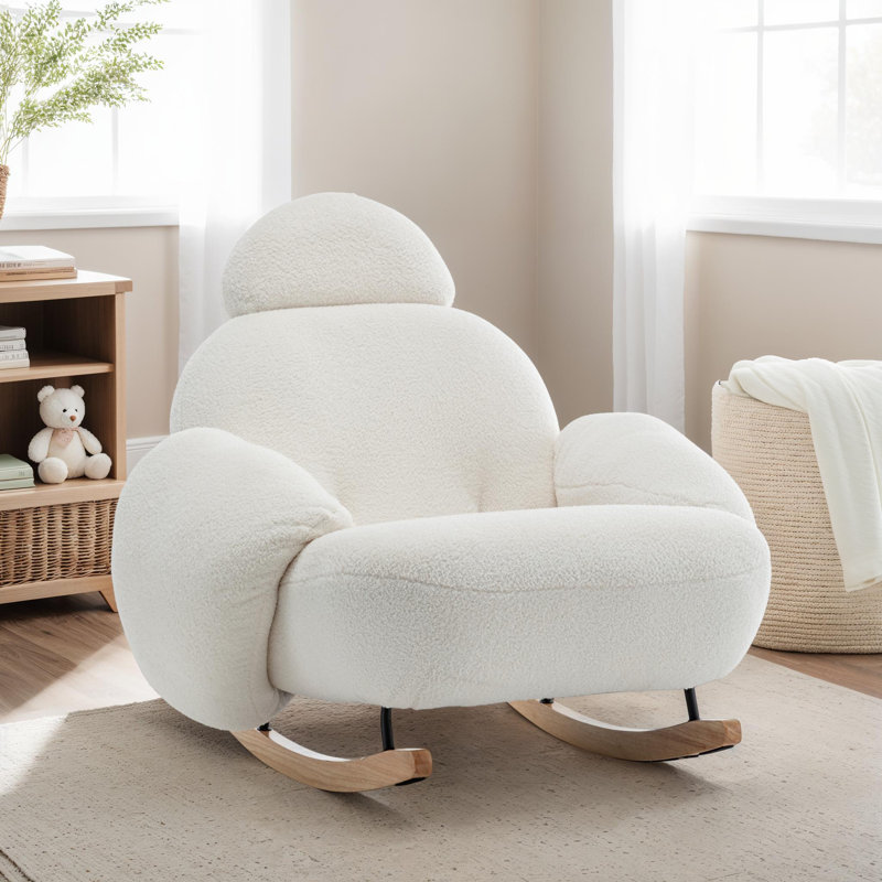 Deshanay Rocking Chair, White Teddy