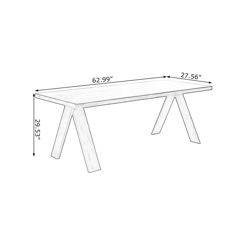 Bureau rectangulaire en bois massif noyer clair, H 29,53 po x l 62,99 po x P 27,56 po