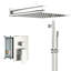 Douche carrée de 10 pouces en noir mat - fixée au mur avec barre coulissante réglable, soupape équilibrée et système de bar à expérience exceptionnelle-126673638