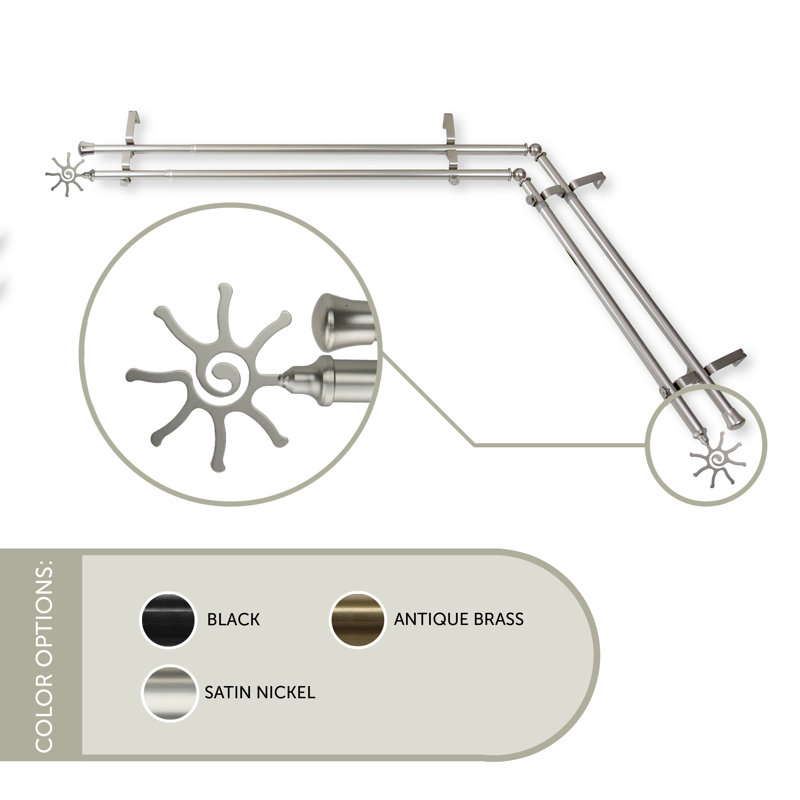Tringle à rideaux double Imala, L 28 po x l 48 po, Nickel satiné