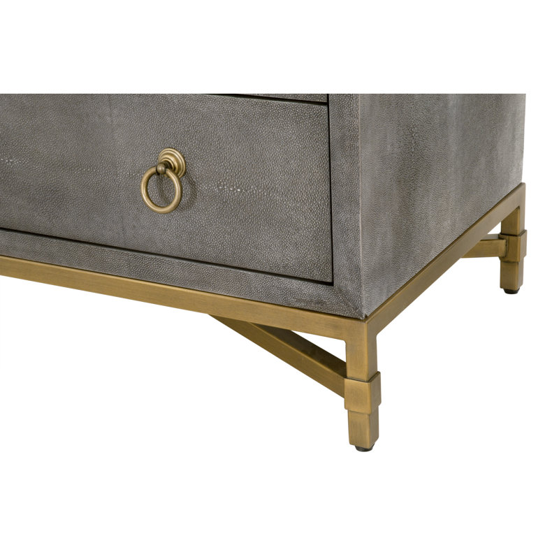 Table de chevet 3 tiroirs Mercato Shagreen, gris