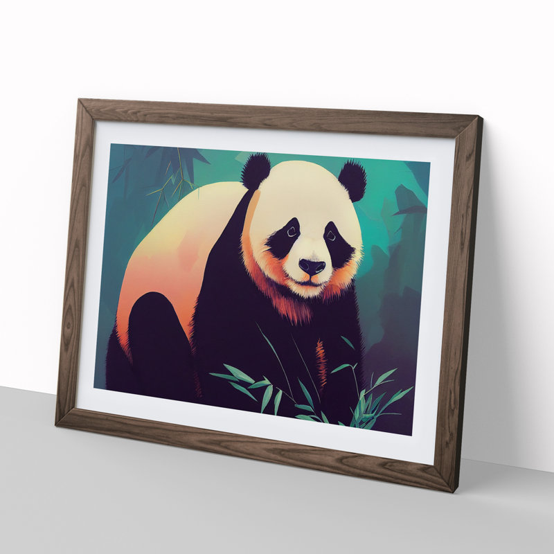Terrific Panda - Framed Print, 46cm H x 64cm W x 2cm D, Walnut Framed