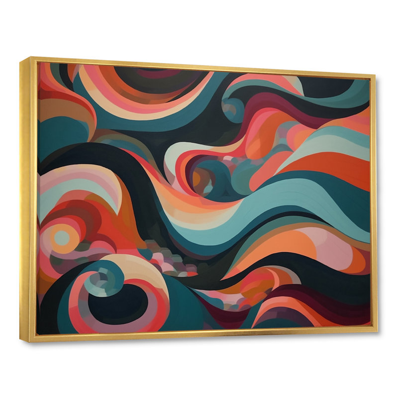 «Abstracted Forms in Balance II», reproduction sur toile, H 30 po x l 40 po x P 1,5 po, Cadre flottant doré