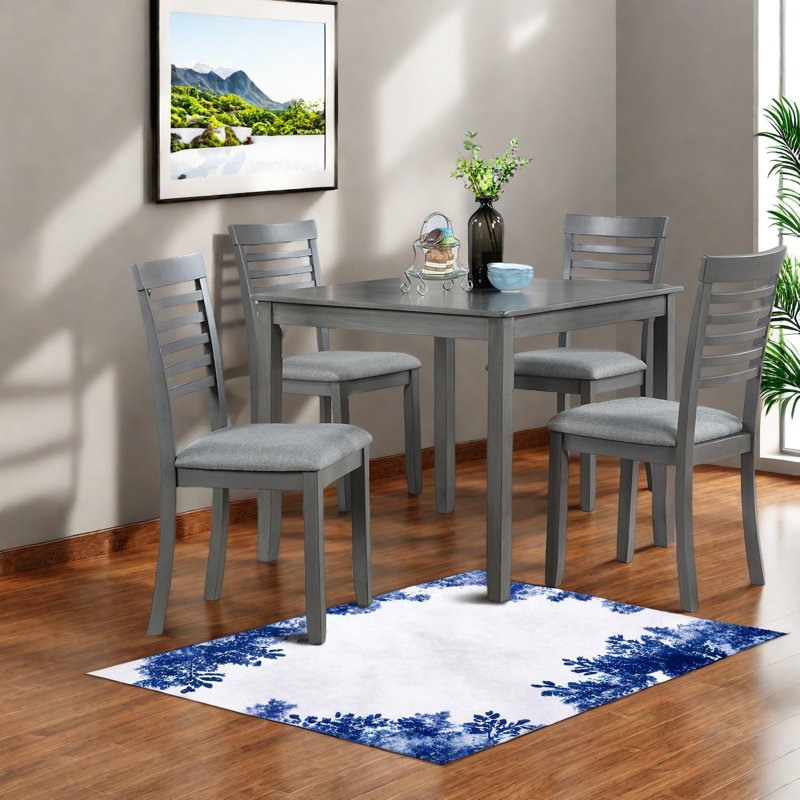 Ensembles de table de salle à manger modernes en bois peu encombrants avec chaises confortables, gris